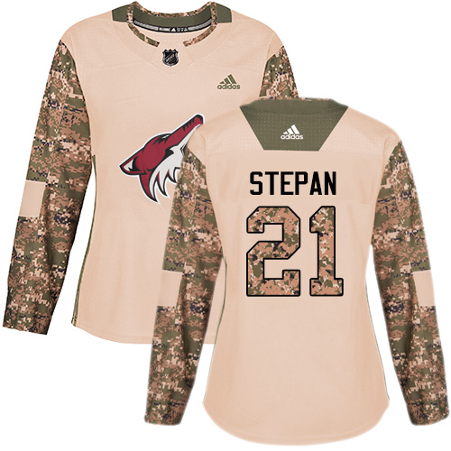 Adidas Coyotes #21 Derek Stepan Camo Authentic 2017 Veterans Day Women's Stitched NHL Jersey